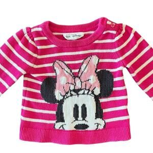 Gap | Disney Minnie Mouse Pink / White Stripe Sweater. 12-18 Months